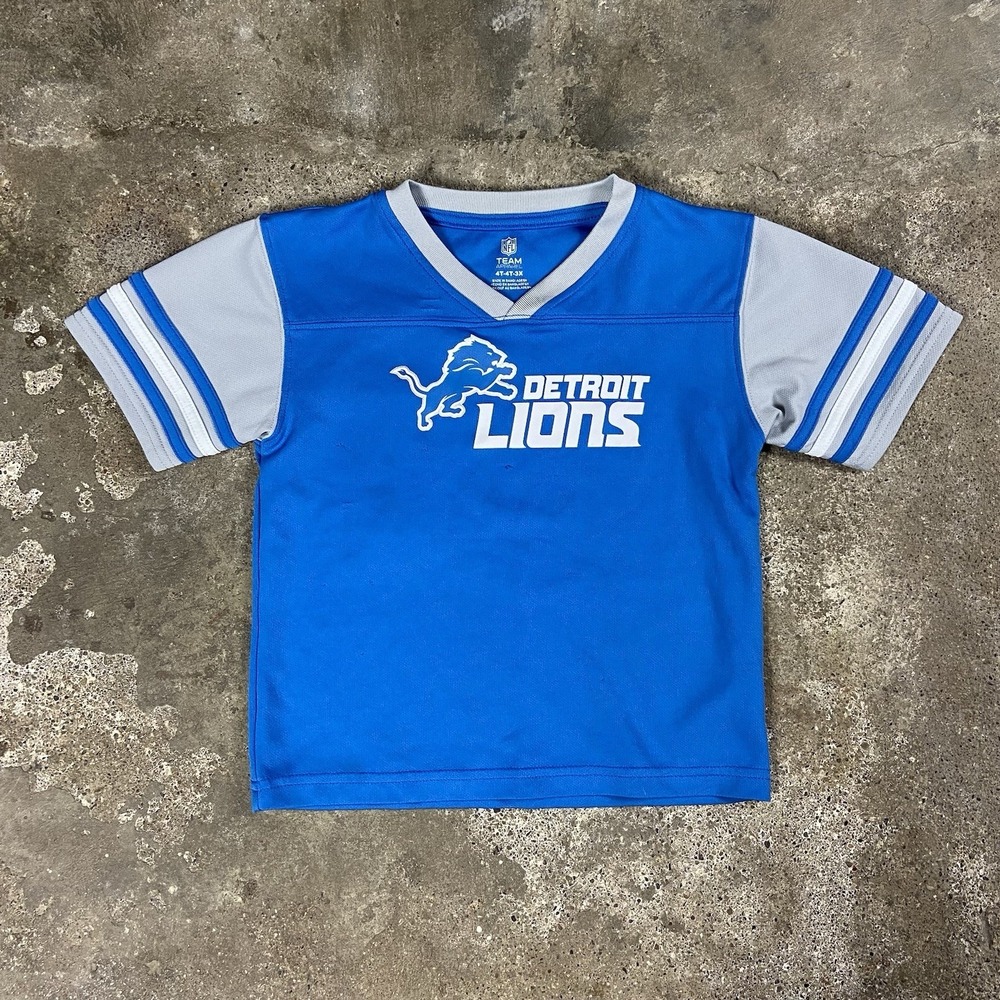 Detroit Lions Jersey Shirt Toddler Size 4T Blue Gray White NFL Football Logo